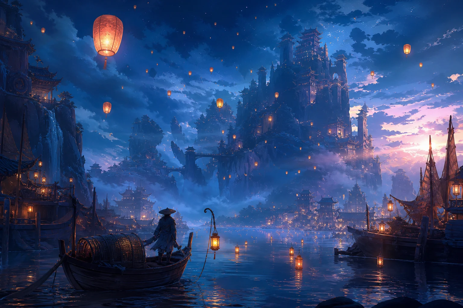Anime-style story world and moodboard scene concept