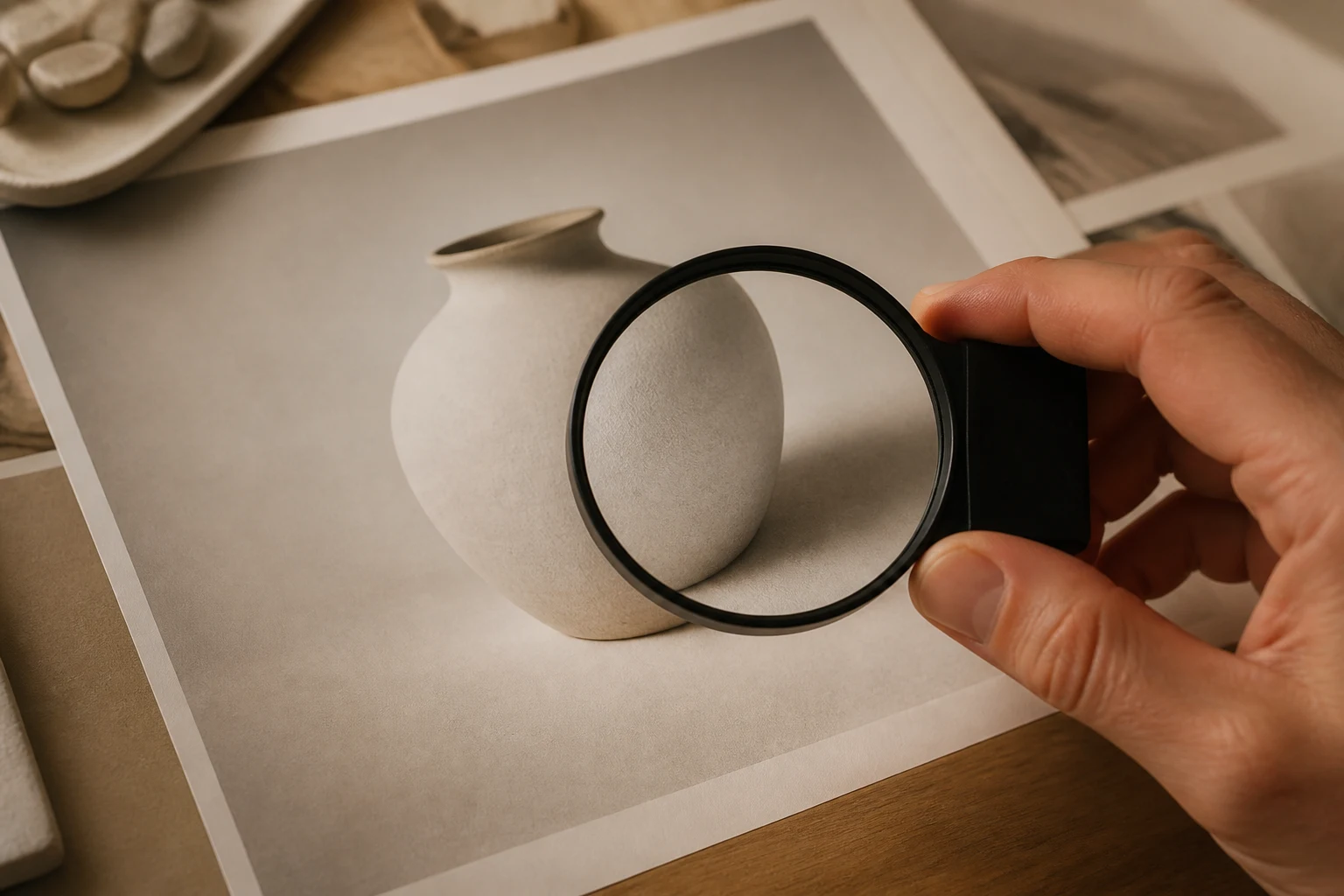 Close review of a selected image edit boundary lighting and texture
